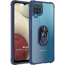 Microsonic Samsung Galaxy A12 Grande Clear Ring Holder Lacivert Kılıf