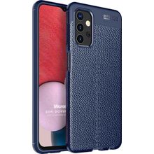 Microsonic Samsung Galaxy A13 4G Deri Dokulu Silikon Lacivert Kılıf