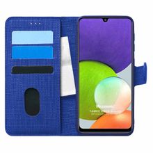 Microsonic Samsung Galaxy A22 4G Fabric Book Wallet Lacivert Kılıf