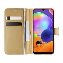 Microsonic Samsung Galaxy A31 Delux Leather Wallet Gold Kılıf