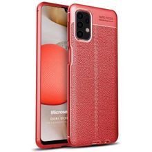Microsonic Samsung Galaxy A32 4G Deri Dokulu Silikon Kırmızı Kılıf