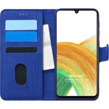 Microsonic Samsung Galaxy A33 5G Fabric Book Wallet Lacivert Cep Telefonu Kılıfı