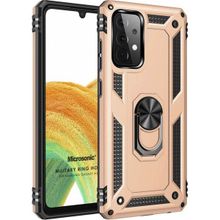 Microsonic Samsung Galaxy A33 5G Military Ring Holder Gold Kılıf