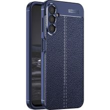 Microsonic Samsung Galaxy A34 Deri Dokulu Silikon Lacivert Cep Telefonu Kılıfı