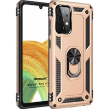 Microsonic Samsung Galaxy A53 5G Military Ring Holder Gold Cep Telefonu Kılıf
