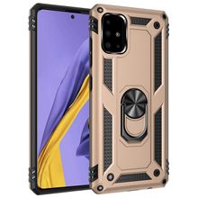 Microsonic Samsung Galaxy A71 Military Ring Holder Gold Kılıf