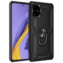 Microsonic Samsung Galaxy A71 Military Ring Holder Siyah Kılıf
