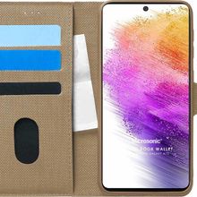 Microsonic Samsung Galaxy A73 5G Fabric Book Wallet Gold Cep Telefonu Kılıf