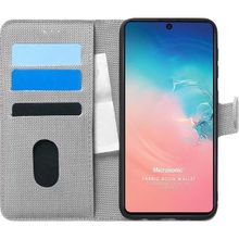 Microsonic Samsung Galaxy A91 Fabric Book Wallet Gri Cep Telefonu Kılıf