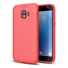 Microsonic Samsung Galaxy J4 Deri Dokulu Silikon Kırmızı Kılıf