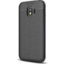 Microsonic Samsung Galaxy J4 Deri Dokulu Silikon Siyah Kılıf