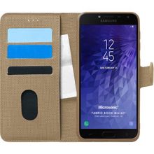 Microsonic Samsung Galaxy J4 Fabric Book Wallet Gold Cep Telefonu Kılıfı