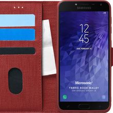 Microsonic Samsung Galaxy J4 Fabric Book Wallet Kırmızı Kılıf