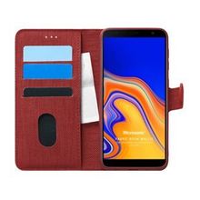 Microsonic Samsung Galaxy J4 Plus Fabric Book Wallet Kırmızı Kılıf