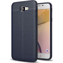 Microsonic Samsung Galaxy J5 Prime Deri Dokulu Lacivert Silikon Kılıf