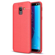Microsonic Samsung Galaxy J6 Deri Dokulu Silikon Kırmızı Kılıf