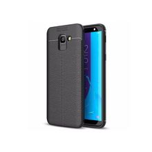 Microsonic Samsung Galaxy J6 Deri Dokulu Silikon Siyah Kılıf