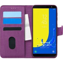 Microsonic Samsung Galaxy J6 Fabric Book Wallet Mor Cep Telefonu Kılıfı