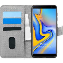 Microsonic Samsung Galaxy J6 Plus Fabric Book Wallet Gri Cep Telefonu Kılıfı