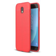 Microsonic Samsung Galaxy J7 Pro Deri Dokulu Kırmızı Silikon Kılıf