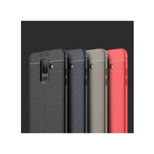 Microsonic Samsung Galaxy J8 Deri Dokulu Silikon Kırmızı Kılıf