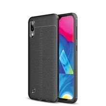 Microsonic Samsung Galaxy M10 Deri Dokulu Siyah Silikon Kılıf