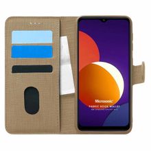 Microsonic Samsung Galaxy M12 Fabric Book Wallet Gold Cep Telefonu Kılıfı