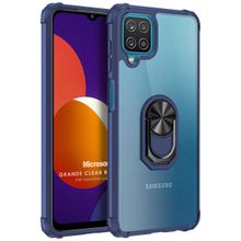 Microsonic Samsung Galaxy M12 Grande Clear Ring Holder Lacivert Kılıf