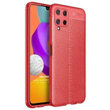 Microsonic Samsung Galaxy M22 Deri Dokulu Silikon Kırmızı Kılıf