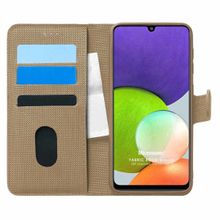 Microsonic Samsung Galaxy M22 Fabric Book Wallet Gold Cep Telefonu Kılıfı