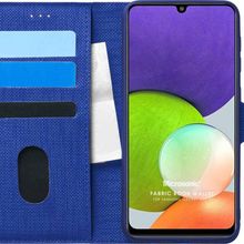 Microsonic Samsung Galaxy M22 Fabric Book Wallet Lacivert Kılıf