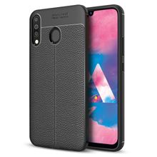 Microsonic Samsung Galaxy M30 Deri Dokulu Silikon Siyah Kılıf
