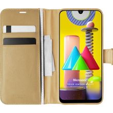 Microsonic Samsung Galaxy M31 Delux Leather Wallet Gold Cep Telefonu Kılıfı