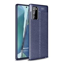 Microsonic Samsung Galaxy Note 20 Deri Dokulu Silikon Lacivert Kılıf