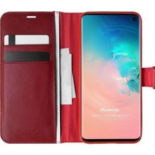 Microsonic Samsung Galaxy S10 Delux Leather Wallet Kırmızı Cep Telefonu Kılıf
