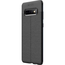 Microsonic Samsung Galaxy S10 Plus Deri Dokulu Siyah Silikon Kılıf