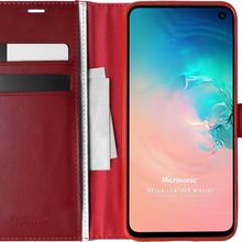 Microsonic Samsung Galaxy S10E Delux Leather Wallet Kırmızı Cep Telefonu Kılıf