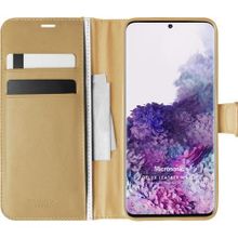 Microsonic Samsung Galaxy S20 Plus Delux Leather Wallet Gold Cep Telefonu Kılıf