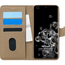 Microsonic Samsung Galaxy S20 Ultra Fabric Book Wallet Gold Cep Telefonu Kılıfı