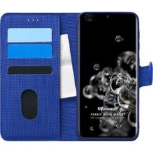 Microsonic Samsung Galaxy S20 Ultra Fabric Book Wallet Lacivert Cep Telefonu Kılıfı