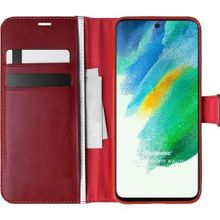 Microsonic Samsung Galaxy S21 FE Delux Leather Wallet Kırmızı Cep Telefonu Kılıfı
