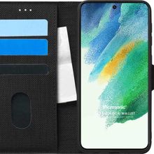Microsonic Samsung Galaxy S21 FE Fabric Book Wallet Siyah Kılıf