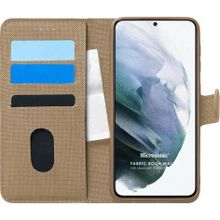 Microsonic Samsung Galaxy S21 Plus Fabric Book Wallet Gold Cep Telefonu Kılıfı
