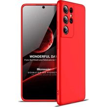Microsonic Samsung Galaxy S21 Ultra Double Dip 360 Protective Kırmızı Cep Telefonu Kılıfı