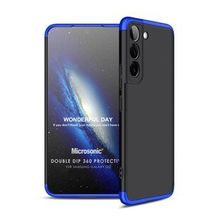Microsonic Samsung Galaxy S22 Double Dip 360 Protective Siyah Mavi Kılıf