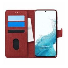 Microsonic Samsung Galaxy S22 Fabric Book Wallet Kırmızı Cep Telefonu Kılıfı