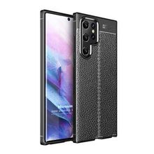 Microsonic Samsung Galaxy S22 Ultra Deri Dokulu Silikon Siyah Cep Telefonu Kılıfı