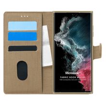 Microsonic Samsung Galaxy S22 Ultra Fabric Book Wallet Gold Cep Telefonu Kılıfı