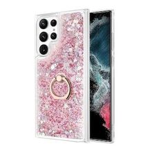 Microsonic Samsung Galaxy S22 Ultra Glitter Liquid Holder Pembe Kılıf
