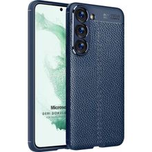 Microsonic Samsung Galaxy S23 Deri Dokulu Silikon Lacivert Kılıf